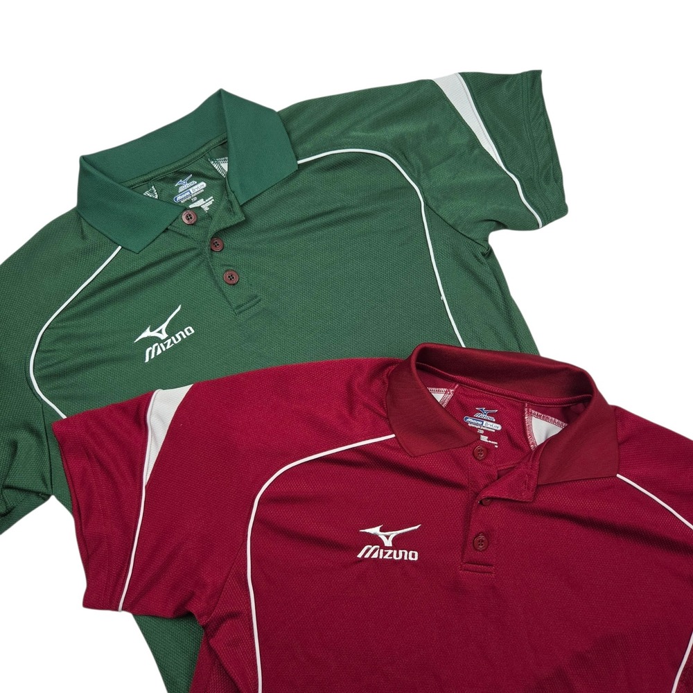 Mizuno DryLite Performance Polo Shirt XS Green Maroon Set‎ of 2 Sporty Athletic